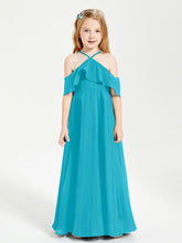 Robes de Demoiselle d'Honneur Junior Longues à Hors de l'Épaule Jade