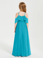 Robes de Demoiselle d'Honneur Junior Longues à Hors de l'Épaule Jade