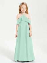 Robes de Demoiselle d'Honneur Junior Longues à Hors de l'Épaule Vert Menthe