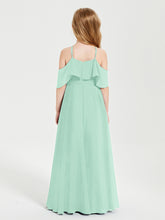 Robes de Demoiselle d'Honneur Junior Longues à Hors de l'Épaule Vert Menthe