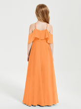 Robes de Demoiselle d'Honneur Junior Longues à Hors de l'Épaule Orange