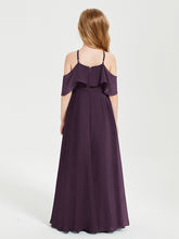 Robes de Demoiselle d'Honneur Junior Longues à Hors de l'Épaule Plum