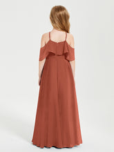 Robes de Demoiselle d'Honneur Junior Longues à Hors de l'Épaule Rouille
