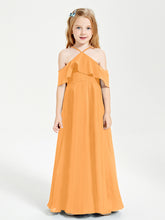Robes de Demoiselle d'Honneur Junior Longues à Hors de l'Épaule Mandarine