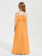 Robes de Demoiselle d'Honneur Junior Longues à Hors de l'Épaule Mandarine