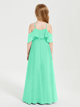 Robes de Demoiselle d'Honneur Junior Longues à Hors de l'Épaule Turquoise