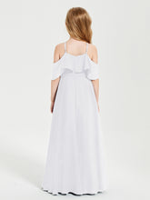 Robes de Demoiselle d'Honneur Junior Longues à Hors de l'Épaule Blanc