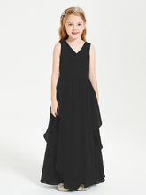 Robes de Demoiselle d'Honneur Junior en Mousseline de Style Boho Noir