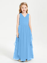 Robes de Demoiselle d'Honneur Junior en Mousseline de Style Boho Bleu