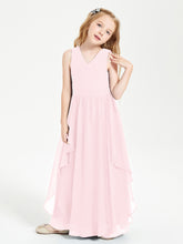 Robes de Demoiselle d'Honneur Junior en Mousseline de Style Boho Rose Pâle