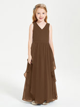 Robes de Demoiselle d'Honneur Junior en Mousseline de Style Boho Brun