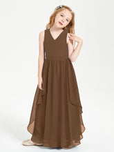 Robes de Demoiselle d'Honneur Junior en Mousseline de Style Boho Brun