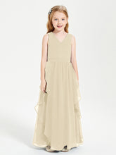 Robes de Demoiselle d'Honneur Junior en Mousseline de Style Boho Champagne