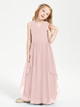 Robes de Demoiselle d'Honneur Junior en Mousseline de Style Boho Rose Poudré