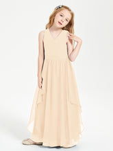 Robes de Demoiselle d'Honneur Junior en Mousseline de Style Boho Pêche