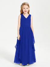 Robes de Demoiselle d'Honneur Junior en Mousseline de Style Boho Bleu Royale