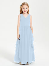 Robes de Demoiselle d'Honneur Junior en Mousseline de Style Boho Bleu Ciel