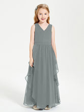 Robes de Demoiselle d'Honneur Junior en Mousseline de Style Boho Gris Acier