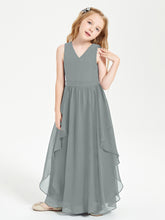 Robes de Demoiselle d'Honneur Junior en Mousseline de Style Boho Gris Acier