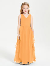 Robes de Demoiselle d'Honneur Junior en Mousseline de Style Boho Mandarine
