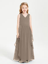 Robes de Demoiselle d'Honneur Junior en Mousseline de Style Boho Taupe