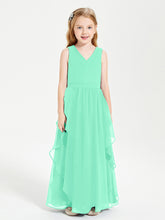Robes de Demoiselle d'Honneur Junior en Mousseline de Style Boho Turquoise