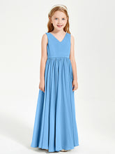 Robes de Demoiselle d'Honneur Junior Élégantes Sans Manches Bleu