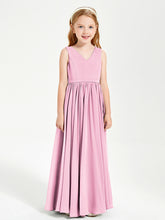 Robes de Demoiselle d'Honneur Junior Élégantes Sans Manches Rose Bonbon