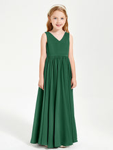 Robes de Demoiselle d'Honneur Junior Élégantes Sans Manches Vert Foncé
