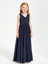 Robes de Demoiselle d'Honneur Junior Élégantes Sans Manches Bleu Marine