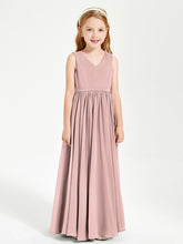 Robes de Demoiselle d'Honneur Junior Élégantes Sans Manches Rose Poudré