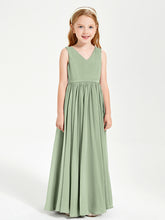 Robes de Demoiselle d'Honneur Junior Élégantes Sans Manches Sauge Poudrée
