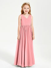 Robes de Demoiselle d'Honneur Junior Élégantes Sans Manches Flamant