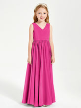 Robes de Demoiselle d'Honneur Junior Élégantes Sans Manches Fuchsia