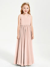 Robes de Demoiselle d'Honneur Junior Élégantes Sans Manches Rose Perle
