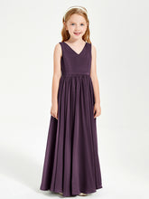 Robes de Demoiselle d'Honneur Junior Élégantes Sans Manches Plum