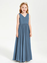 Robes de Demoiselle d'Honneur Junior Élégantes Sans Manches Bleu de Schiste