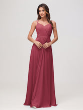 A-line robe en chiffon à encolure cœur froncée Cannelle Rose