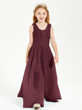 Chic Robes Longues de Demoiselle d'Honneur Junior à Col en V Cabernet