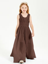 Chic Robes Longues de Demoiselle d'Honneur Junior à Col en V Chocolat