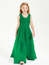 Chic Robes Longues de Demoiselle d'Honneur Junior à Col en V Emeraude