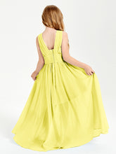 Chic Robes Longues de Demoiselle d'Honneur Junior à Col en V Citron