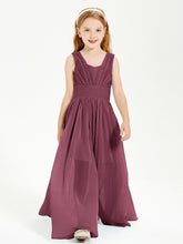 Chic Robes Longues de Demoiselle d'Honneur Junior à Col en V Mûre