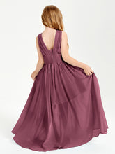Chic Robes Longues de Demoiselle d'Honneur Junior à Col en V Mûre