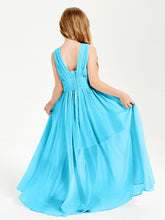 Chic Robes Longues de Demoiselle d'Honneur Junior à Col en V Piscine