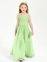 Chic Robes Longues de Demoiselle d'Honneur Junior à Col en V Sauge