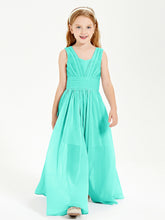 Chic Robes Longues de Demoiselle d'Honneur Junior à Col en V Spa