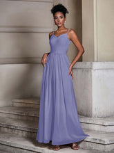 CROISÉ-Plissée Corsage Spaghetti Bretelle Robes Pervenche