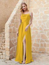 Robe Capot de A-ligne en Satin avec Fente Souci