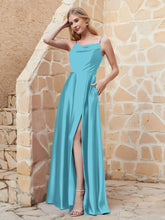 Robe Capot de A-ligne en Satin avec Fente Piscine